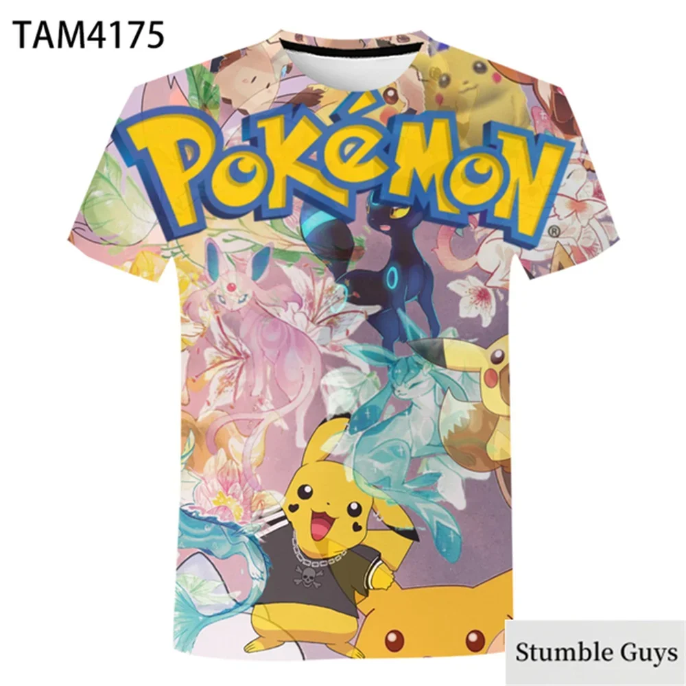 Pokemon 3D T-shirt for Boys and Children T-shirt Pikachu Cartoon Cool T-shirt for Boys and Girls Fashion Men Women Street Tee