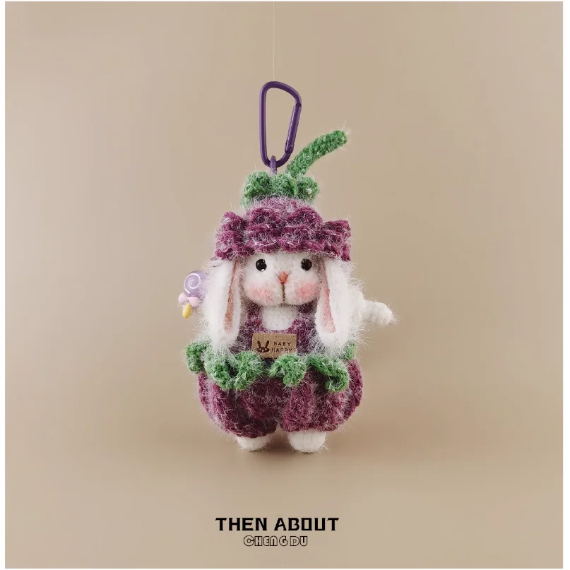 

Cute purple rose candy rabbit doll companion bag pendant birthday gift for girlfriend