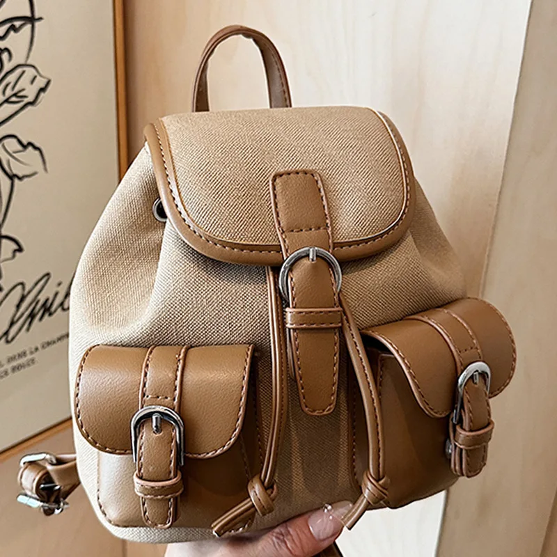 

2025 New Fashion Denim Lucky Bag Small Backpack Cute Niche Retro Double Color High Value