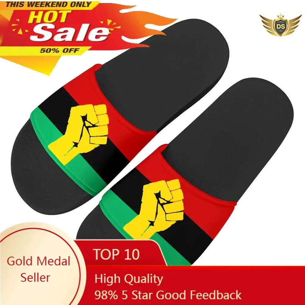 

Pan African UNIA Flag Printing Summer Home Slippers Couple Shoes Indoor Non-slip Badslippers Lovers Beach Sandals