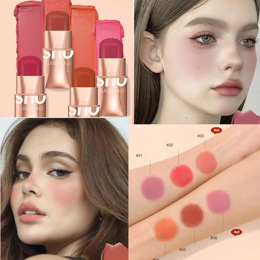 Lápiz labial colorete en barra 3 en 1, tinte para mejillas y labios, crema ligera resistente al agua, maquillaje multiadhesivo para mujeres