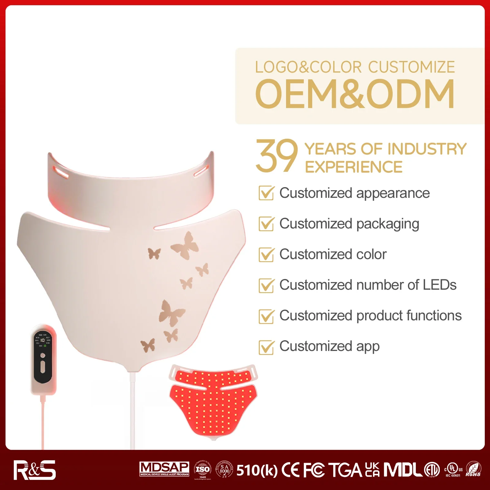 Hot-selling New High-quality 4-color Red LED Phototherapy Silicone Mask, Soft Face and Neck Mask
