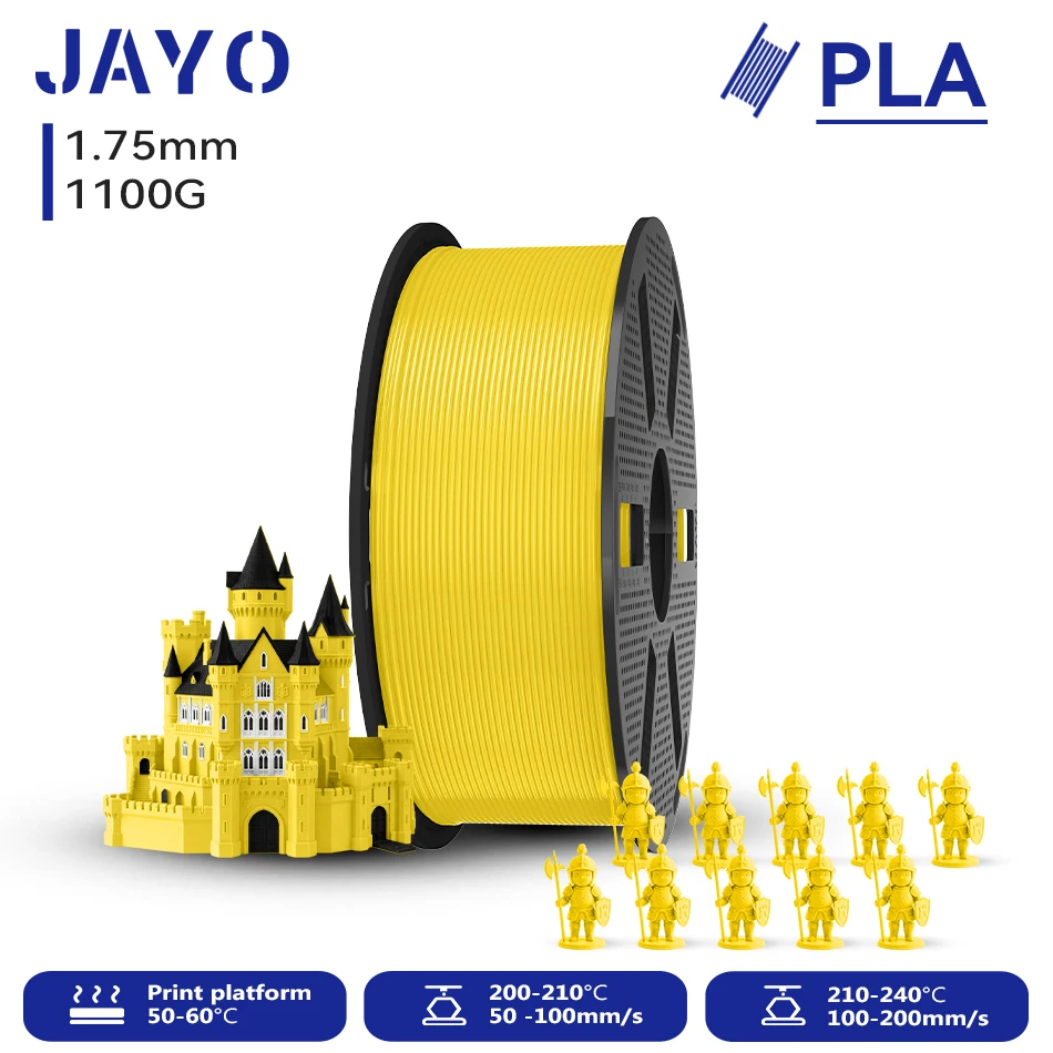 JAYO 1100G 3D PLA Druckerfilament 1,75mm Ungiftig & Blasenfrei PLA-Kunststoff als 3D-Druckfilament für 99% der 3D FDM Drucker & Stifte 1,1KG/Rolle