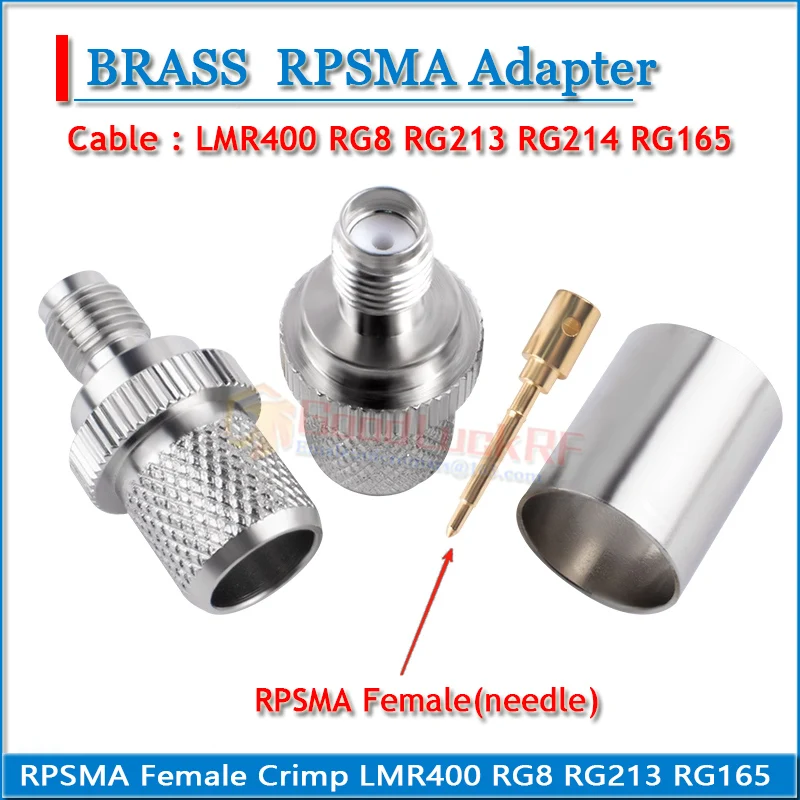SMA RP-SMA RPSMA Female Crimp For LMR400 RG8 RG213 RG214 RG165 7D-FB Cable Straight 50Ohm Copper RF Connector Adapter