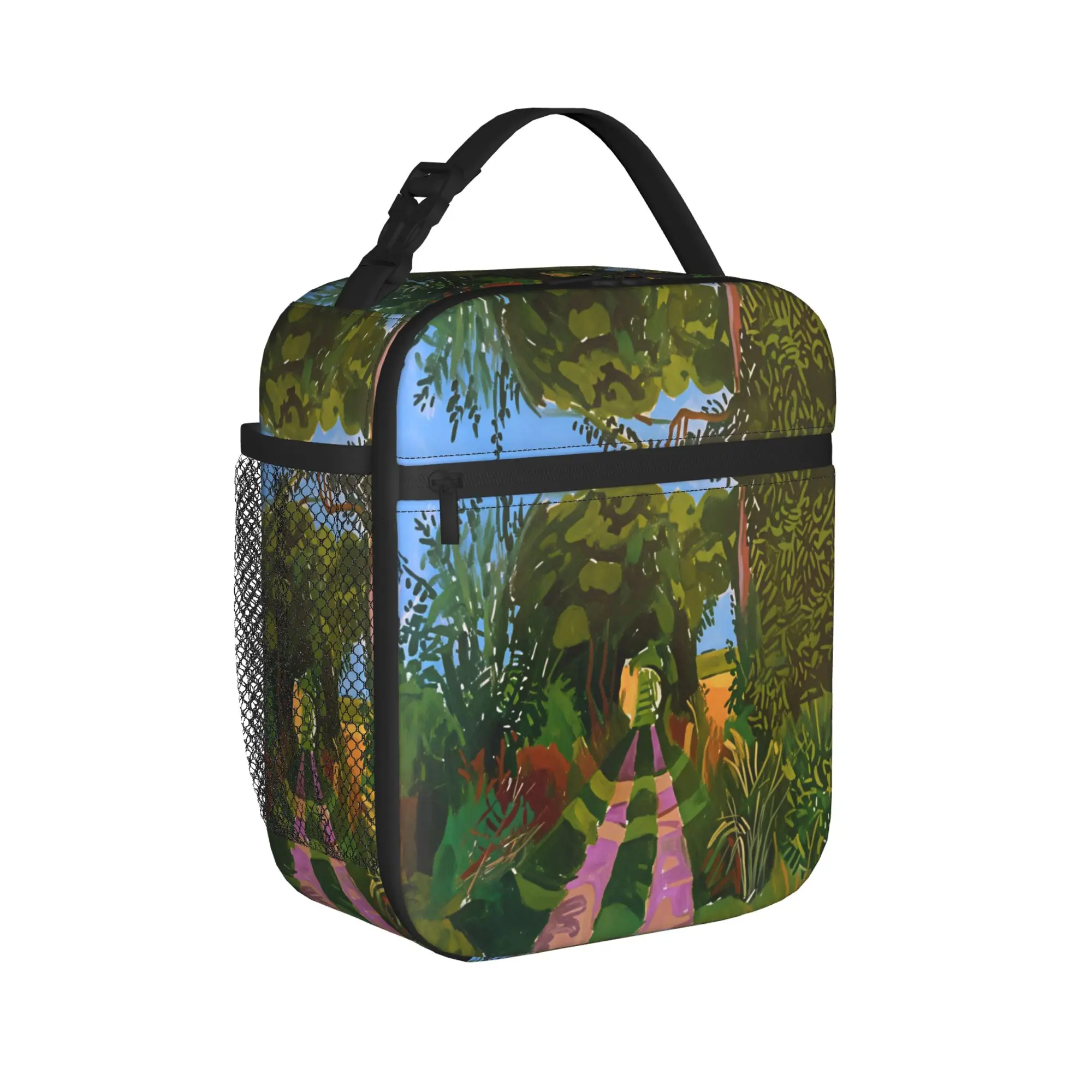 David Hockney Art   Road Centre of Interest Poster Lunch Bag  Office Lunch Box For Women Funny Graphic Thermal Tote Handbags