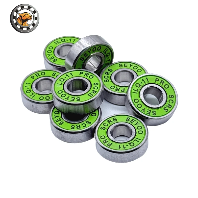 8 Uds 608RS ILQ-11 verde 8x22x7mm rodamientos de rueda de patines sello de ranura profunda ABEC-9 rodamientos de bolas en miniatura para monopatín