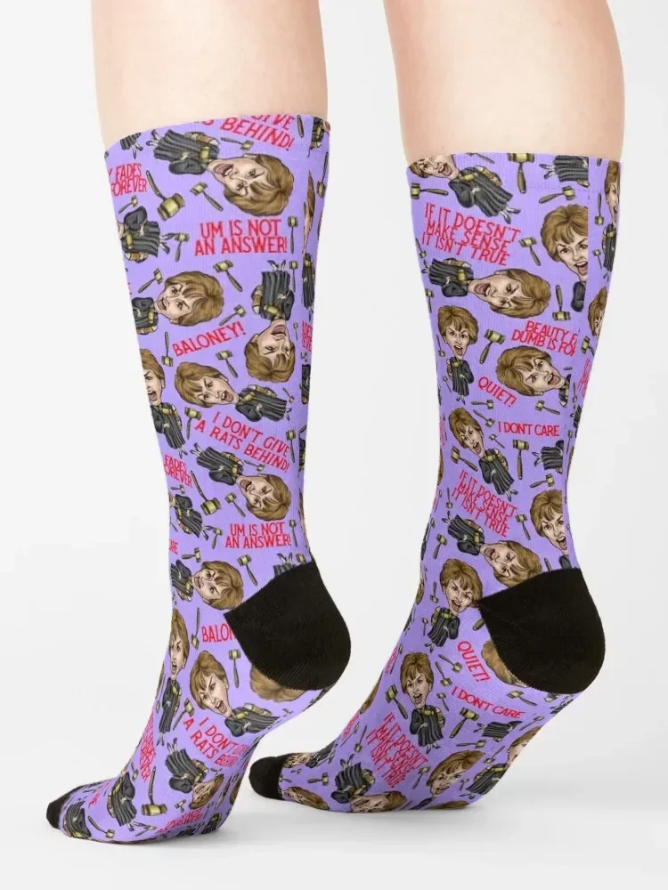 Purple Judge Judy Print Socks japanese fashion Heating sock Novelties Woman Socks Men's