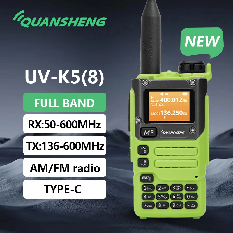 Quansheng UV K5 (8) 워키토키, 휴대용 Am Fm 양방향 라디오 커뮤테이터 스테이션, 아마추어 햄 무선 세트, 장거리 리시버 