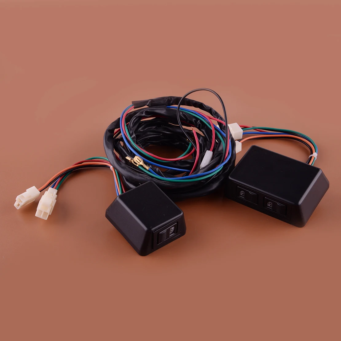 

Universal Car 12V Front 2 Doors Lock Power Window Switch Cable Harness Kit Black