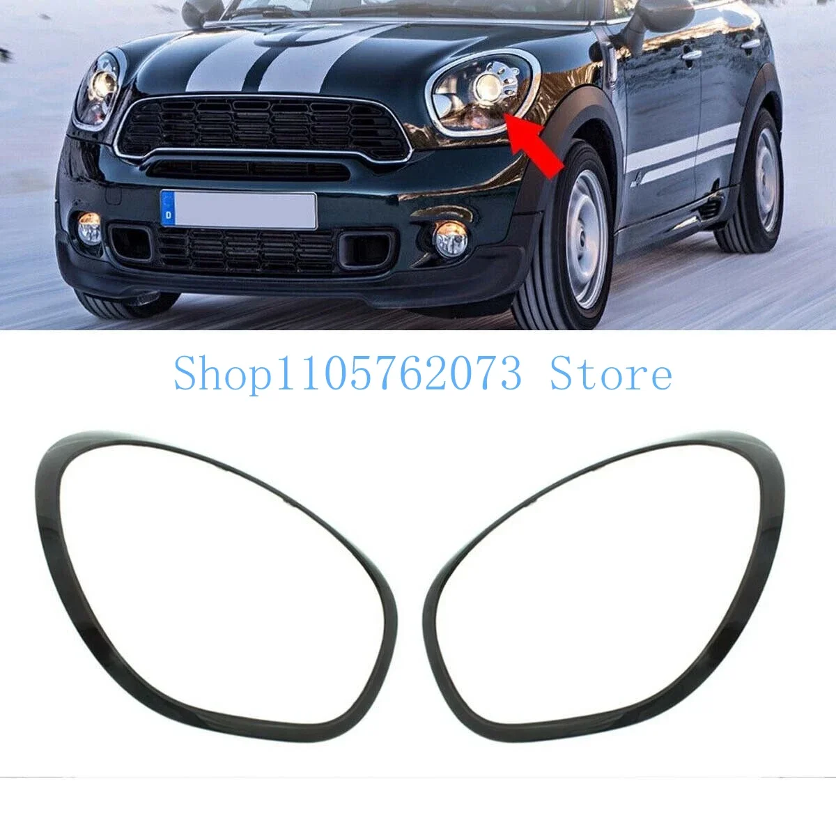Headlight Trim Ring Frame Gloss Black Plated Pair For Mini Cooper R60 R61 2011-2014 51139801573 51139813823 Auto Parts