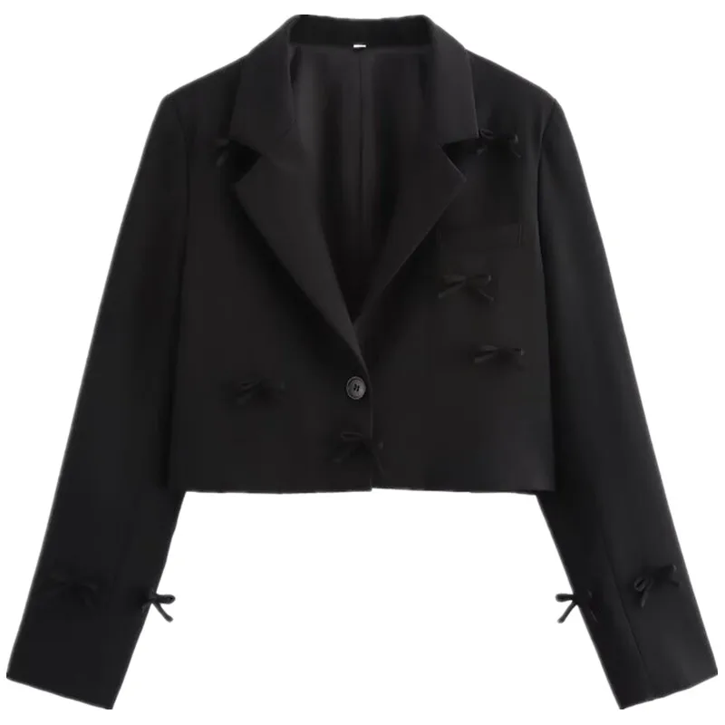 

Faionable ort Suit Coat 2024 Autumn Winter New Arrival Women's Design Versatile Commute Knot Decoration Straigh...