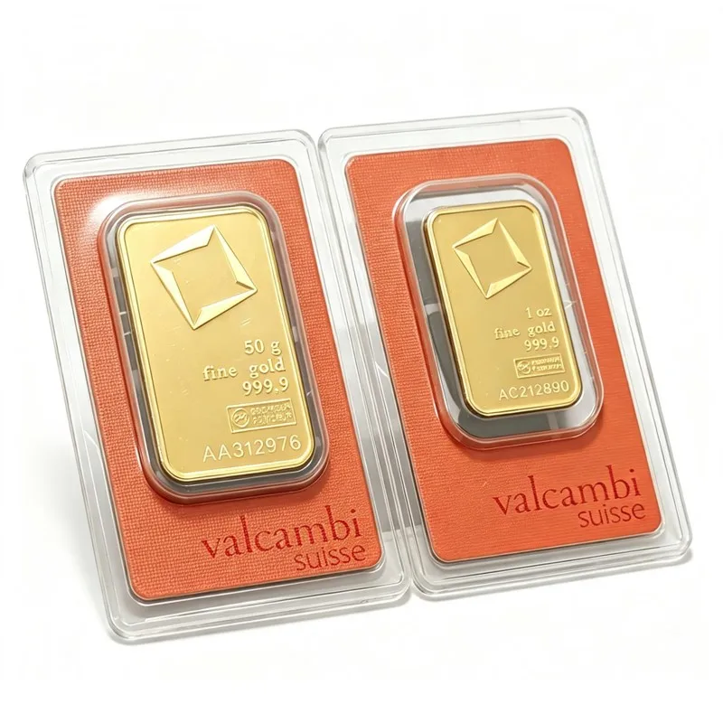 Valcambi 1oz/50g Goldbarren aus Messing, vergoldet, mit verschiedenen Seriennummern, Goldbarren zur Heimdekoration – Detail 1