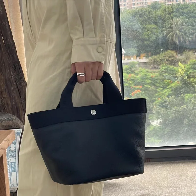 

Женская сумка из натуральной кожи контрастных цветов, повседневная сумка через плечо, женская роскошная дизайнерская сумка-ведро через плечо