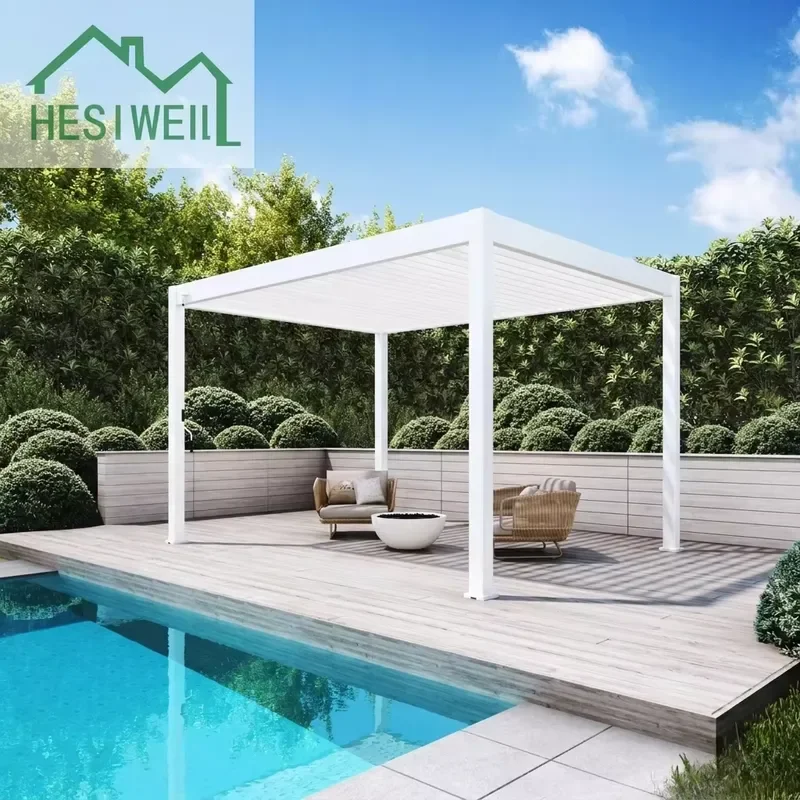 Heavy Duty Aluminum Louvered Pergola Outdoor Adjustable Waterproof Awning for Garden Hotel Restaurant Patio Shade Structure