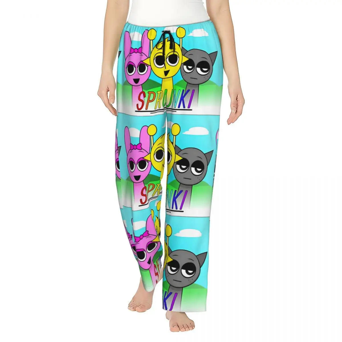 Women's Pyjama Pants Sprunki Poster Simon Pinki Gray Lounge Pants Comfy Pajama Bottoms Dorm