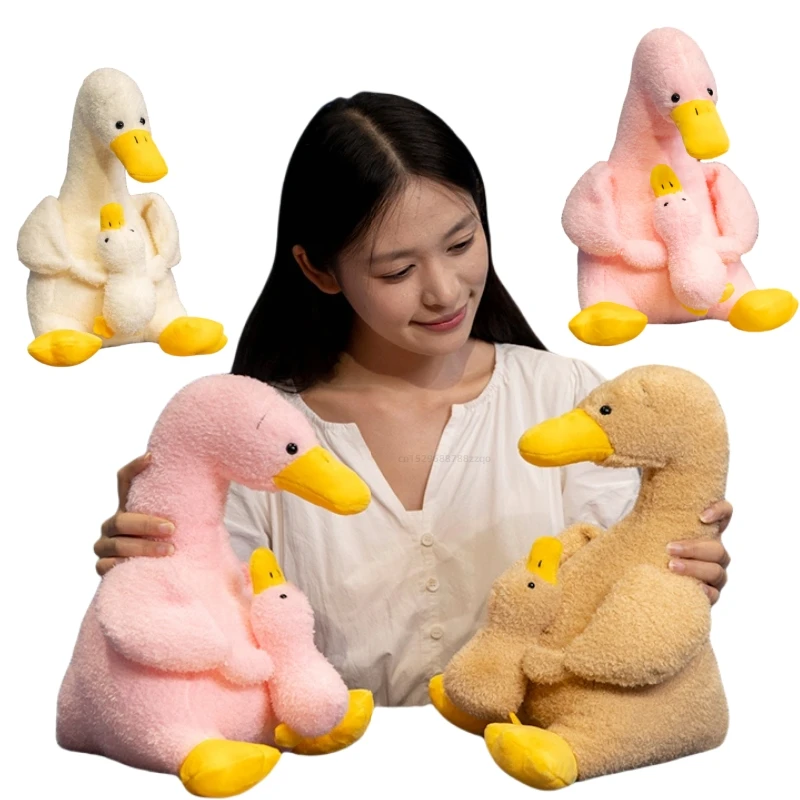 

Cartoon Mother and Son Duck White Pink Brown Animals Dolls Plush Soft Throw Pillow Decor Christmas Halloween for Kids Gifts