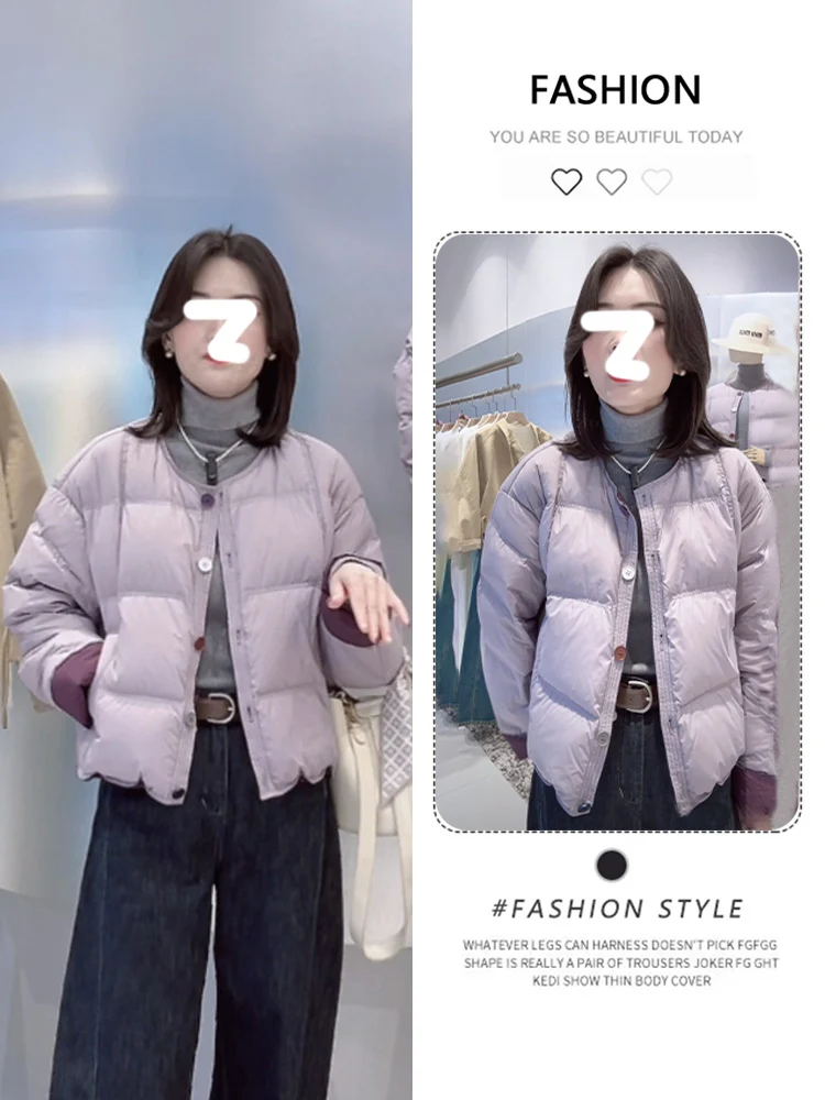 

Women's Thiened Winter Cotton Jaet round Ne Bread Sle Coat Korean Loose Fit Long Sve Zipper Closure Color