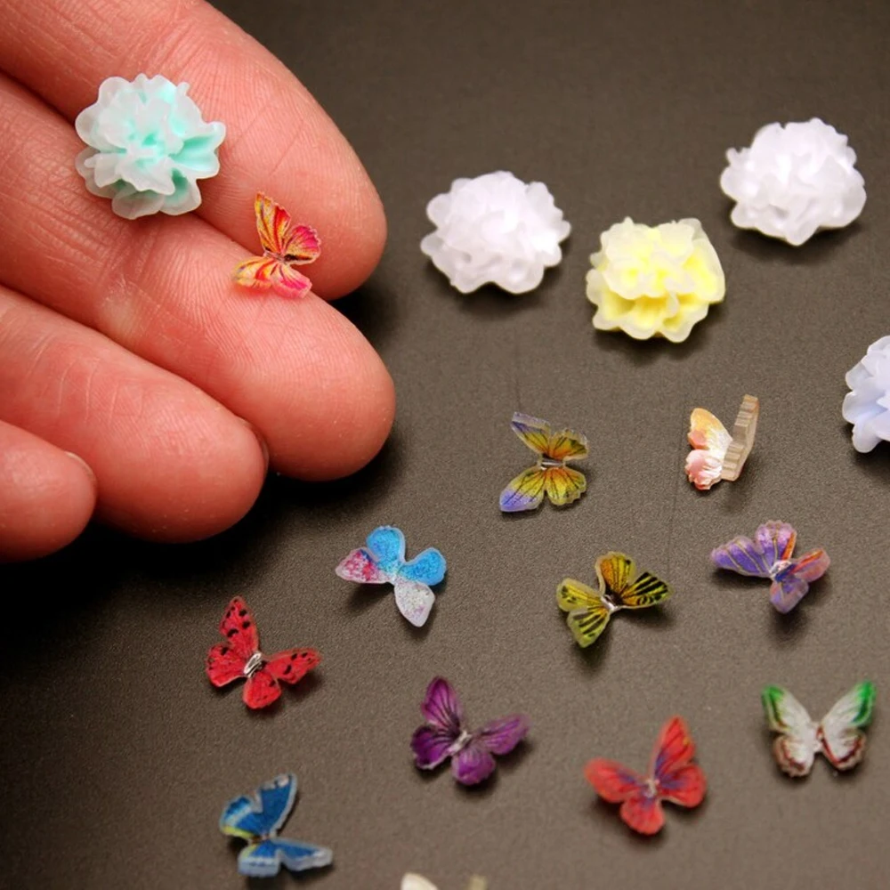 

15/30pcs Tiny Mix Polyresin Butterfly and Flowers Miniature - Mini Fairy Garden Ornament, Micro Landscape DIY Crafts Decoration