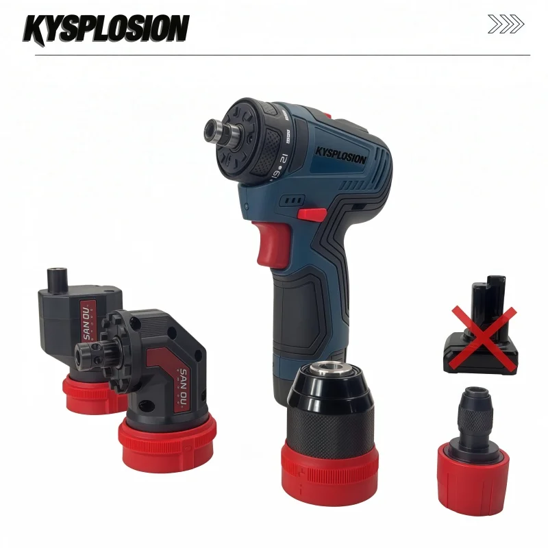 4-in-1 Brushless Multi Head Cordless Drill Screwdriver with Angle & Offset Attachments for Bosch 12V Battery (No Battery)
