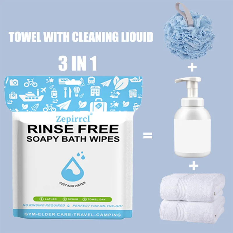 11.81In*11.81In 25/75Pcs Disposable No-Rinse Bath Towels, Simply Wet, Lather, and Dry. Suitable for Travel, Outdoor Activities, Camping, Swimming, Fitness--25 Pieces Per Pack