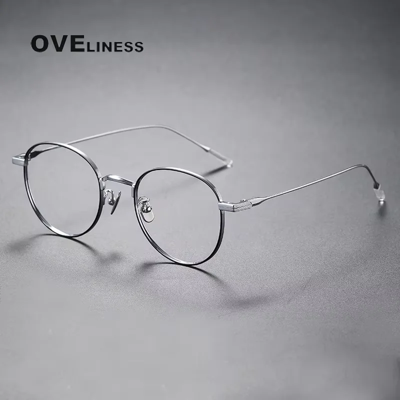 

2026 Fashion Pure Titanium Glasses frame For Men Women Vintage Luxury Round Eyeglasses frames Eyewear High Quality spectacles