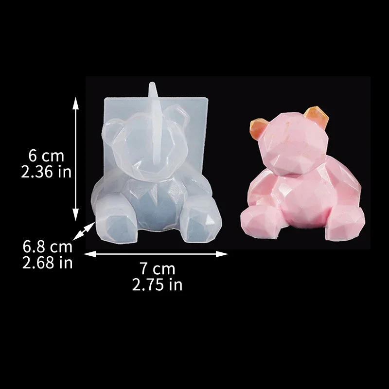 3d geométrico silicone unicórnio gato veado urso molde sabão vela fazer argila gesso resina artesanato molde decoração do bolo ferramenta de cozimento