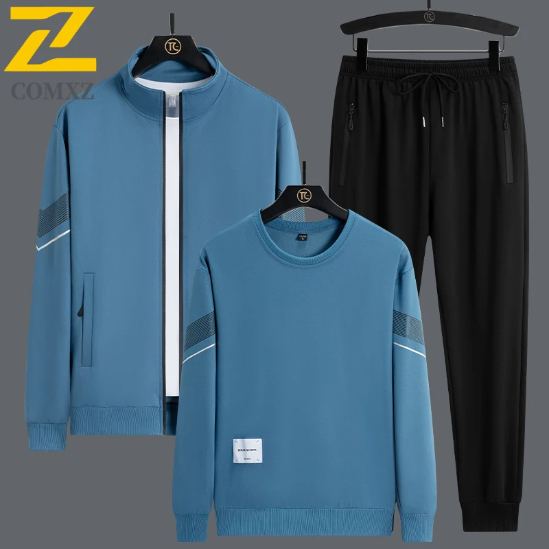 2025 New Autumn Men Sets Casual Sporting Suit Jacket+sweatshirt+Trousers Tracksuit 3 piece Set Plus Size Men's Clothing hoodies