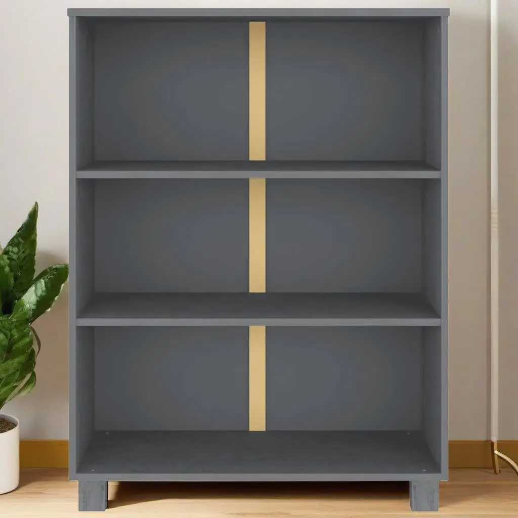 HAMAR Dark Gray Book Cabinet - Solid Pine Wood, 33.5x13.8x44.1 Inches - Stylish Storage Solution