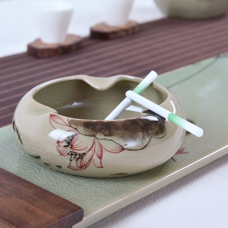 

Ashtray Chinese ceramic creative personality trend home suitable for living room office modern simple desktop ornament blue 1Pc