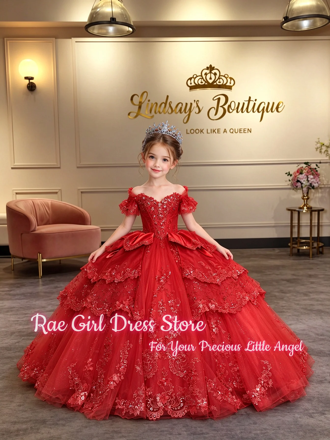 Flower Girl Dress For Wedding Birthday Pageant A Line Floor Length Puffy Gown Tulle Lace Beaded Off Shoulder Ruffle Gowns