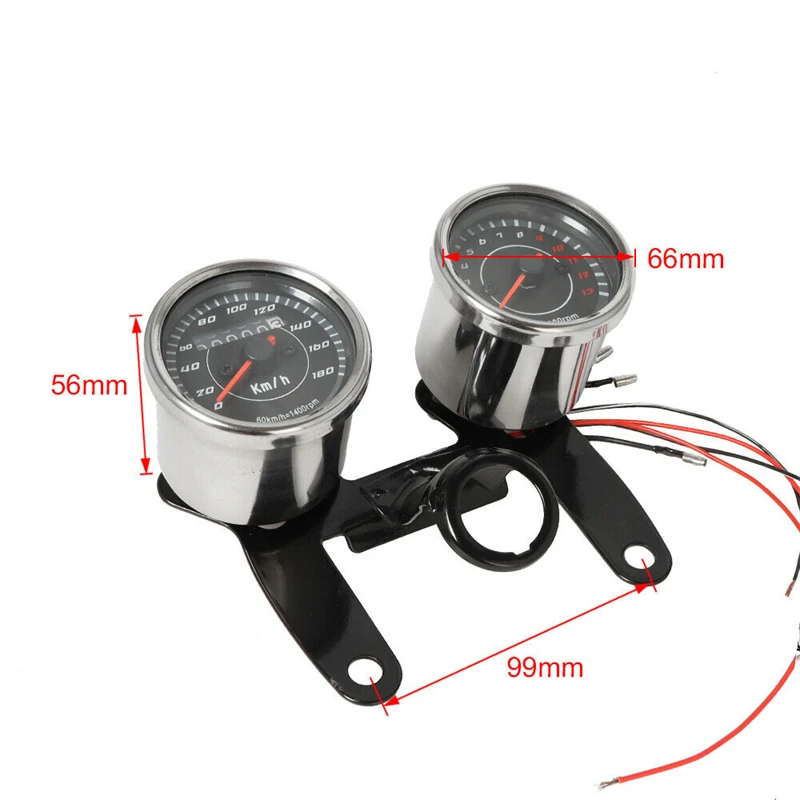 Universal Motorcycle Speedometer Tachometer Odometer LED Backlight 2 IN 1 Retro Tachometer Gauge For Cafe Racer 12V Tachometer