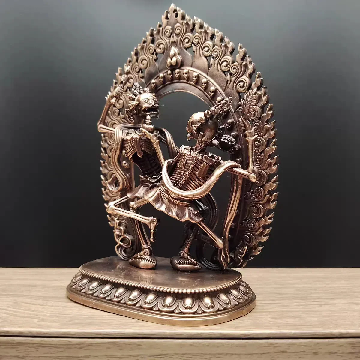 4.7in Brass Tibet Chitipati Shri Shmashana Adhipati Protector Statue Temple Lord