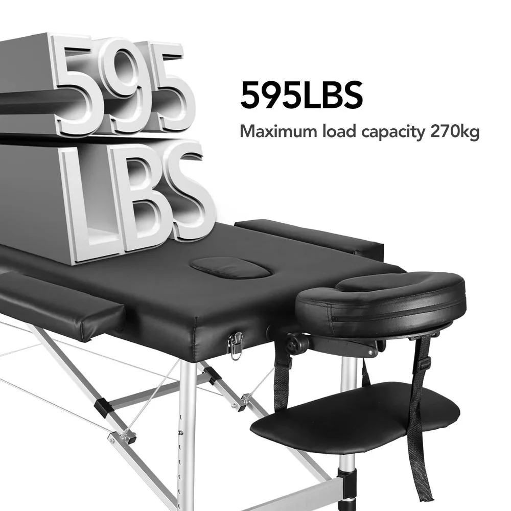 Portable Massage Table Massage Bed, 82 Inches Height Adjustable for Spa Salon Lash Tattoo with Aluminum Legs