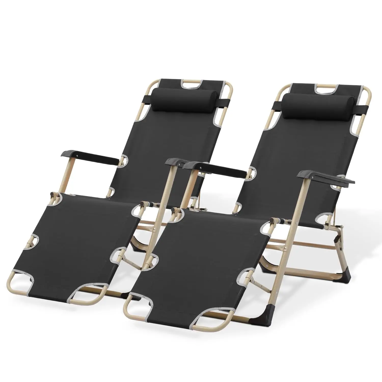 

Набор из 2 складных садовых кресел, уличные шезлонги с регулируемым подголовником, портативные складные кресла-реклайнеры для улицы, на заказ