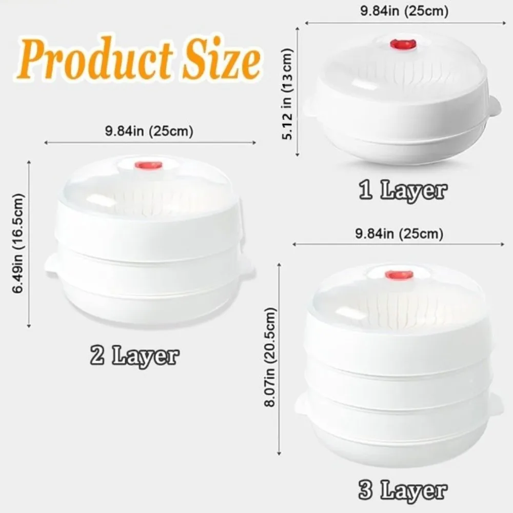 다층 전자레인지용 스티머 박스 플라스틱 뚜껑 및 트레이 포함 야채 도시락 박스 내열 다기능