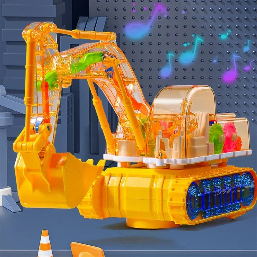 Music Light Excavator Toy, Excavator Truck Kids Toys, Electric Universal Wheel Children Car Toys,Vehicles Excavator Toy