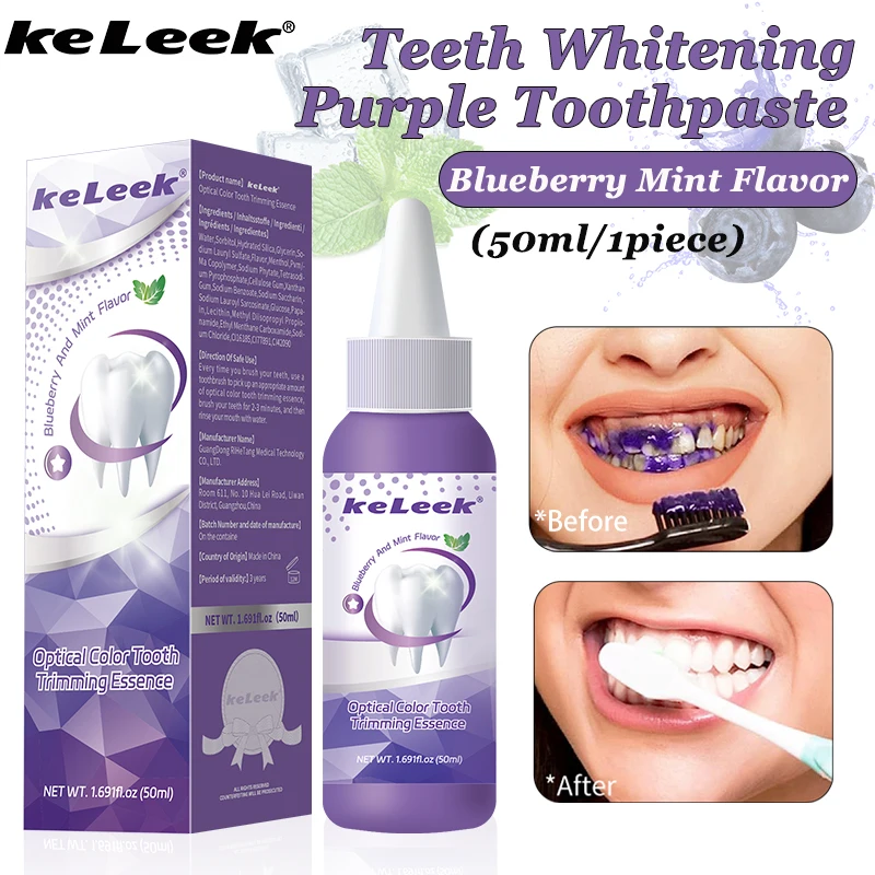 

1Keleek Blueberry Mint Flavor Purple Whitening Toothpaste,Continuous Fresh Breath Remove Yellow Brighten Teeth Adult Oral Care