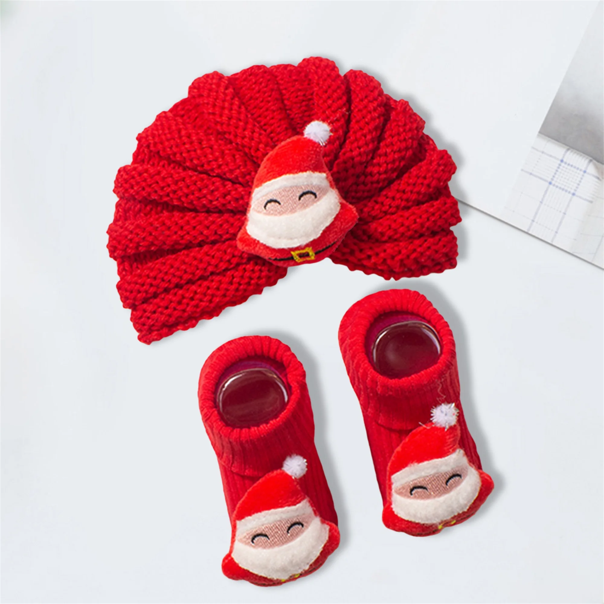 لطيف الطفل الرنة قبعة والقفازات مجموعة دافئة مريحة عيد الميلاد الغزلان ديكور الطفل الشتاء قفازات متماسكة والأحذية كومبو #3
