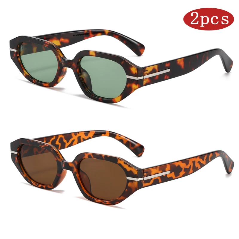 2pcs อินเทรนด์กรอบแว่นตากันแดดรูปหลายเหลี่ยม Retro สีสัน 2025 ใหม่แว่นตากันแดด INS แฟชั่นผู้หญิงแว่นตาผู้ชายอินเทรนด์ UV400ar