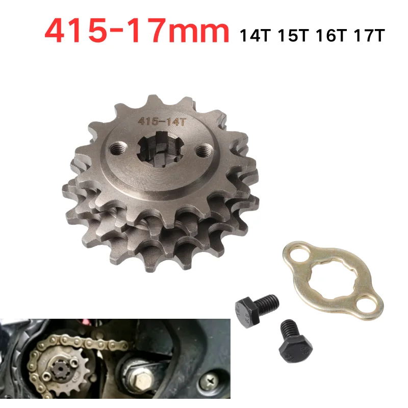 Motorcycle Front Engine 415 Sprocket 17mm-14T 15T 16T 17T transmission gear  for off-road vehicles ATV four-wheel karts Quad