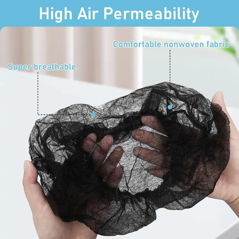 Disposable Shower Cap 100Pcs Elastic No Woven Hair Head Cover Nets Large Dustproof Hair Caps Makeup DIY Hair Dye Tatoo Bath Cap