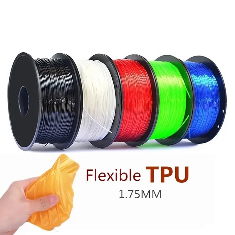 Filamento Flexible de impresión 3D TPU 1kg Filamento 1,75mm Filamento 250g Filamento de arco iris Materiales de impresión 3D brillantes Blanco Negro