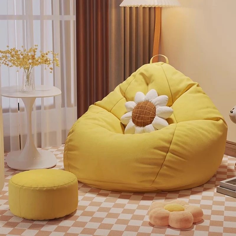 

Filling Kids Bedroom Bean Bag Floor Office Relax Minimalist Lounge Puffs Sofa Cute Comfy Yellow Sitzsack Living Room Furniture