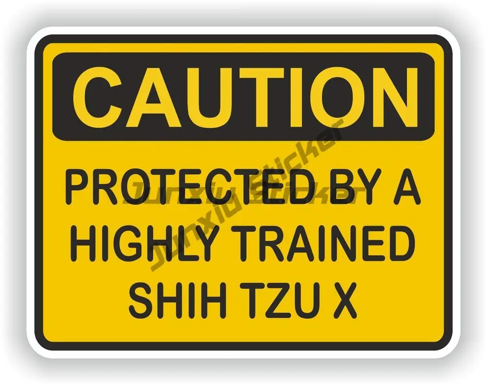 Caution Warning Sign Killer Shih Tzu on Guard Duty Car Sticker Cover Scratche Composite Sign Pet Dog Decal Car Styling