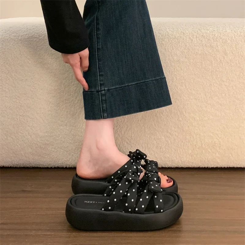 Thin Light Portable Women Summer Flat Slippers Anti Slip Comfort Feel Daily Leisure Walking Shoes