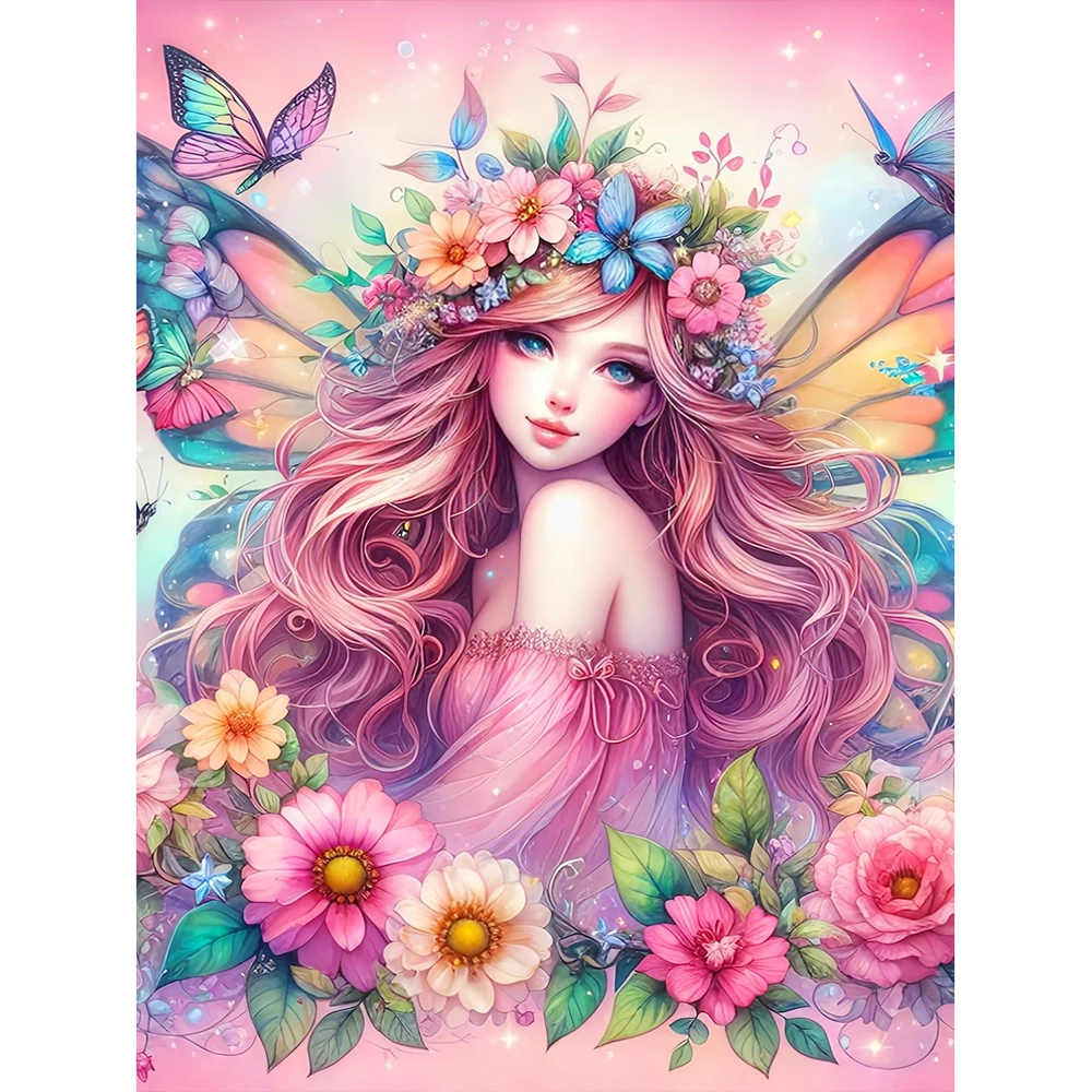 Frameless,Diamond Painting Girl New Arrival Flower Cross Stitch Embroidery Portrait Picture Rhinestones Mosaic Handicraft
