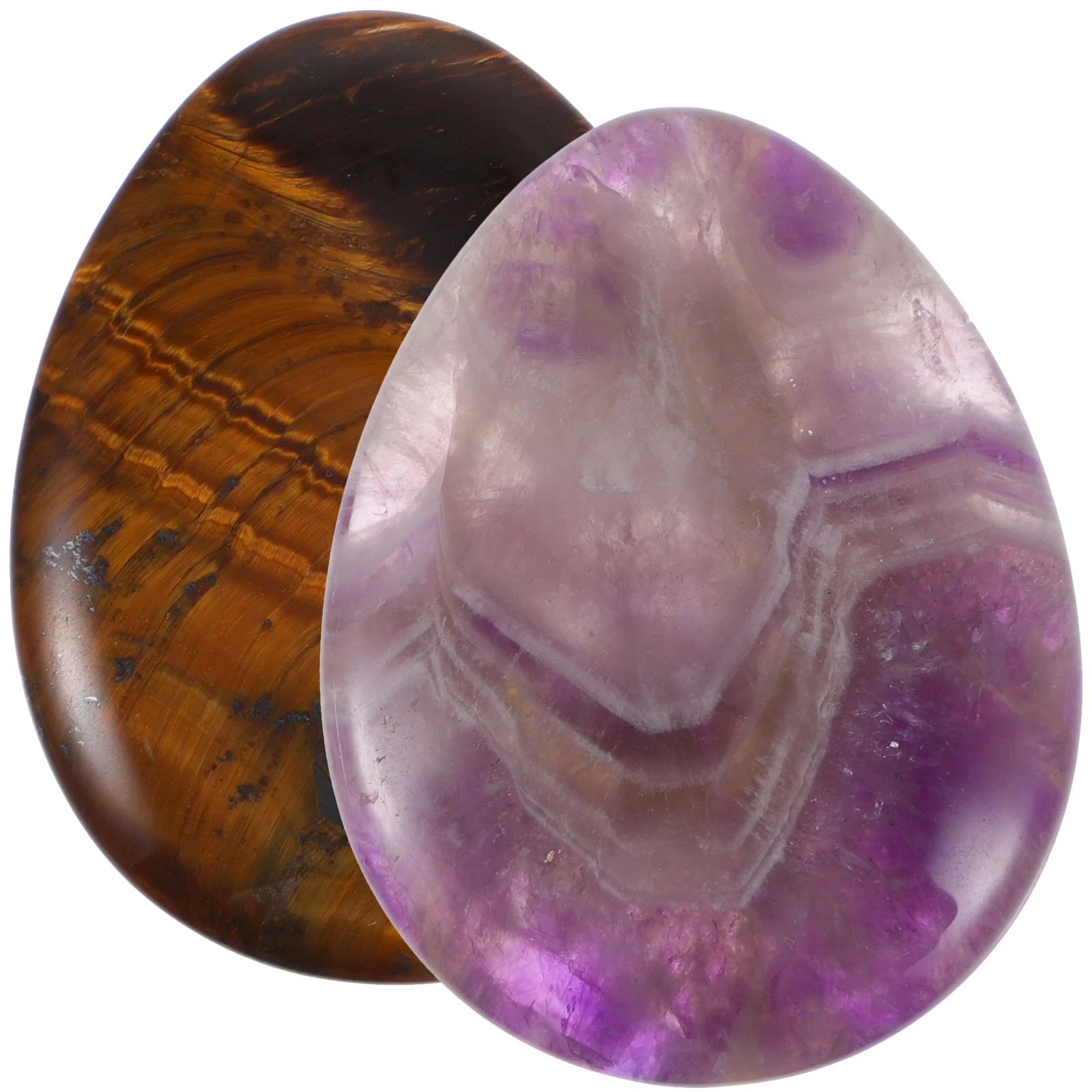 

2Pcs Natural Crystal Thumb Worry Stone Mini Massage Stone Stress Relief Pocket Desktop Decor Natural Stones Crystal Stone,