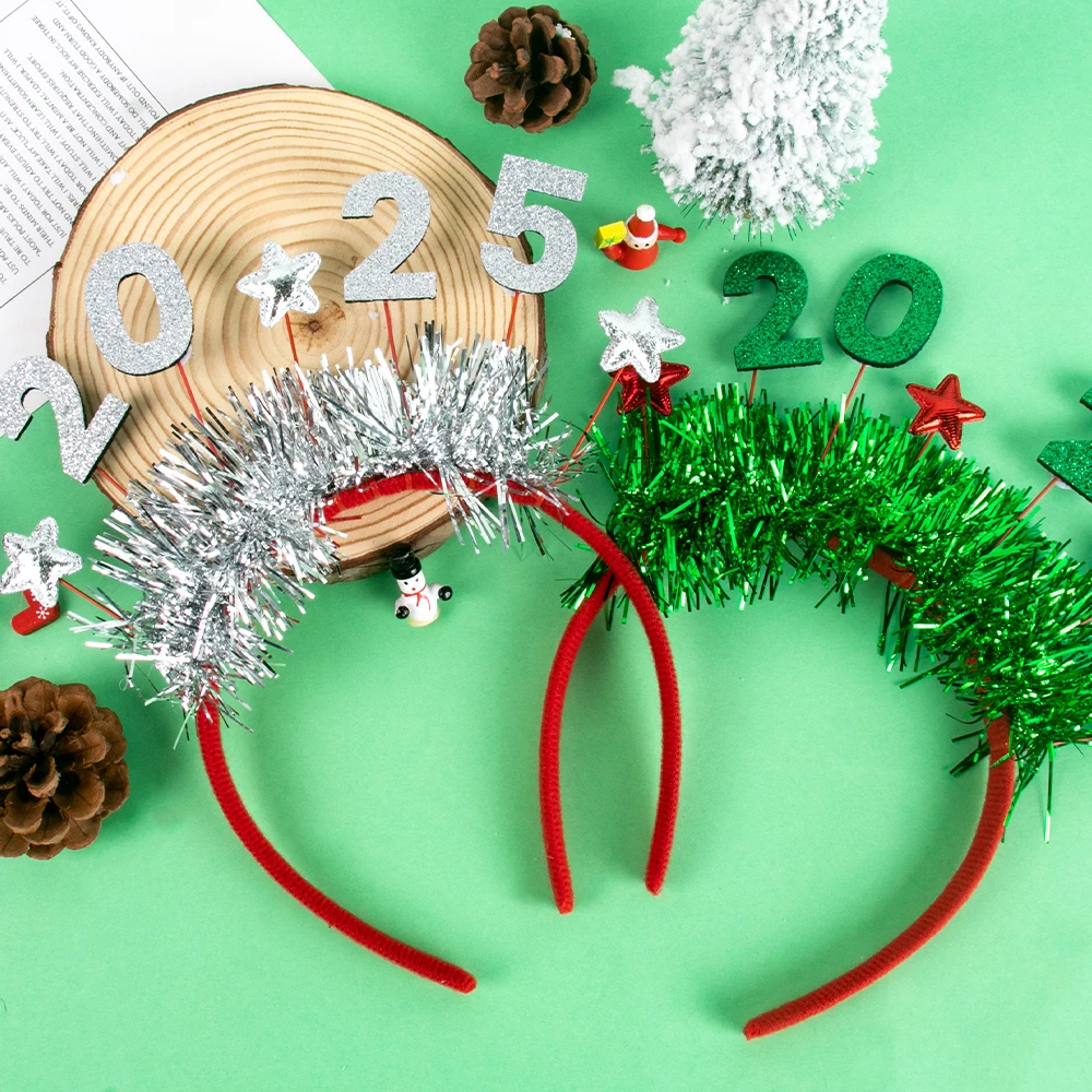 

1/5pcs Christmas Headband 2025 New Year Headband Children's Christmas Gift Christmas Color Bar Headband Bar Event Party Decor
