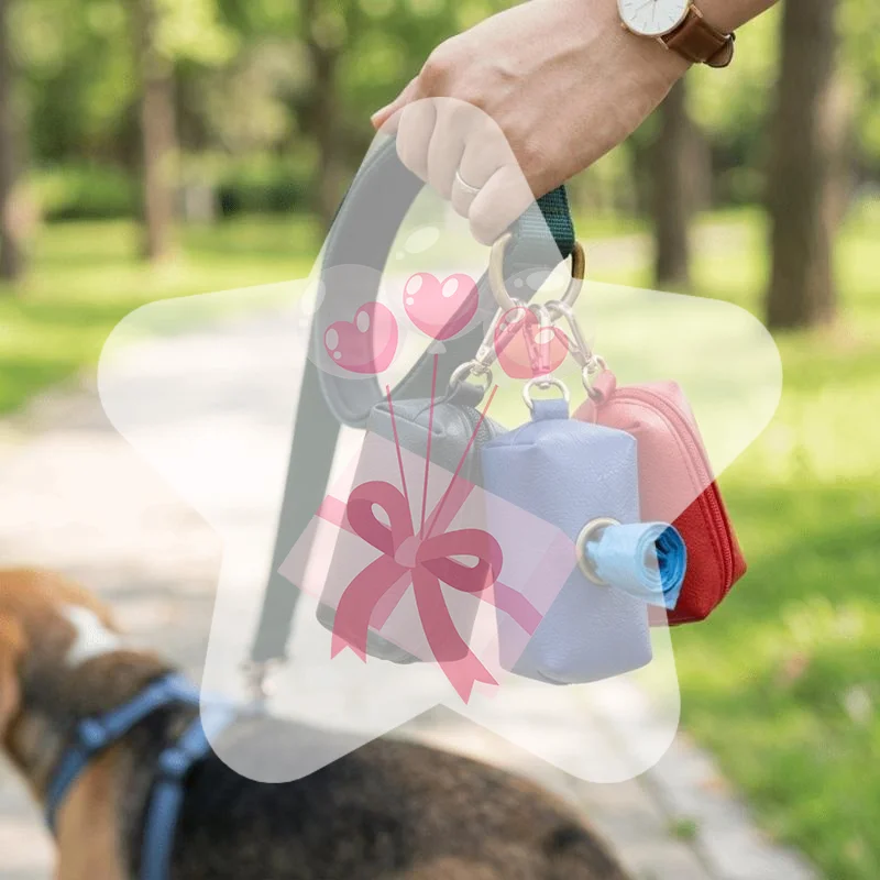 Waterproof Fabric Pet Poop Bag Holder Zipper Closure Mini Size Dog Waste Dispenser Lightweight Solid Color Waste Bag Storage