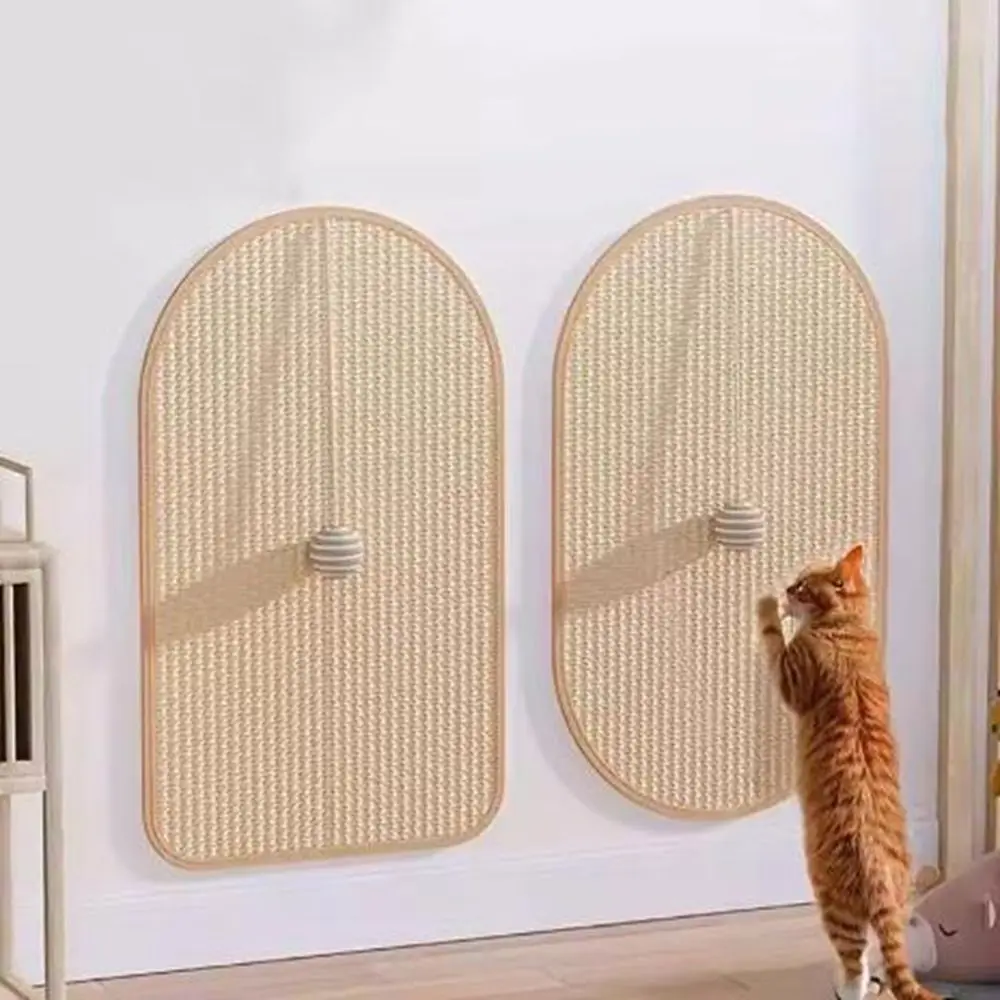 

Pet Toys Self-Adhesive Natural Sisal Cat Scratch Pads Washable Wear-resistant Cat Scratch Board with Ball Cat Wall Pads for Pets